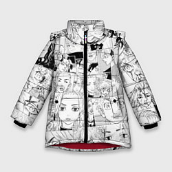 Куртка зимняя для девочки Tokyo Revengers паттерн, цвет: 3D-красный