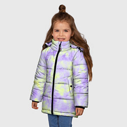Куртка зимняя для девочки Нежный желто-фиолетовый тай дай, цвет: 3D-черный — фото 2