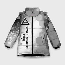 Куртка зимняя для девочки Thirty Seconds to Mars Glitch на светлом фоне, цвет: 3D-черный