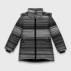 Куртка зимняя для девочки Black and white thin stripes Тонкие полосы, цвет: 3D-черный