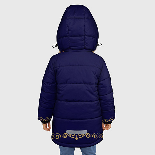 Зимняя куртка для девочки Павлиньи перья с вензелями / 3D-Черный – фото 4
