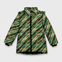 Куртка зимняя для девочки Абстрактный узор камуфляжной расцветки, цвет: 3D-черный