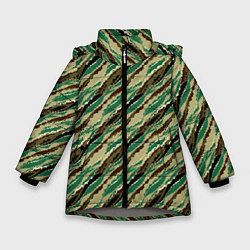 Куртка зимняя для девочки Абстрактный узор камуфляжной расцветки, цвет: 3D-светло-серый