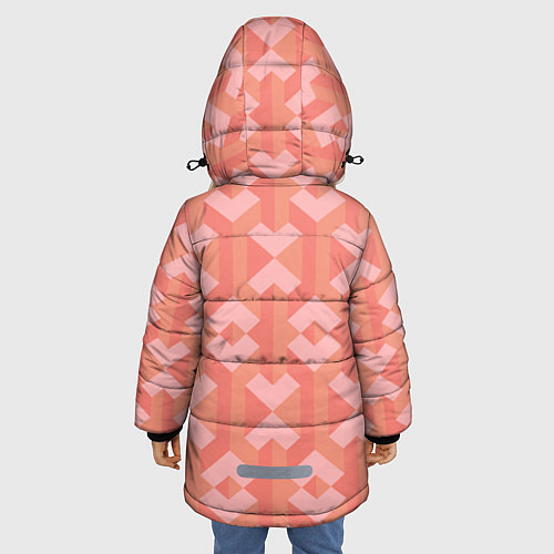 Зимняя куртка для девочки Геометрический узор розового цвета geometric pink / 3D-Светло-серый – фото 4