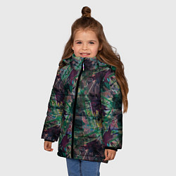 Куртка зимняя для девочки Абстрактный гранжевый принт с кляксами и штрихами, цвет: 3D-красный — фото 2