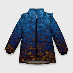 Куртка зимняя для девочки Marble texture blue brown color, цвет: 3D-светло-серый