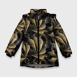 Зимняя куртка для девочки Золотистые абстрактные узоры