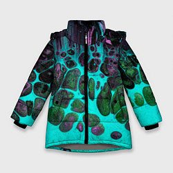 Куртка зимняя для девочки Неоновый песок и камни - Голубой, цвет: 3D-светло-серый