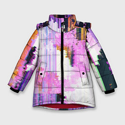 Куртка зимняя для девочки Glitch art Fashion trend, цвет: 3D-красный