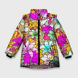 Куртка зимняя для девочки COLORED LILIES, цвет: 3D-светло-серый