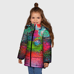Куртка зимняя для девочки Pointillism Art Fashion trend, цвет: 3D-светло-серый — фото 2