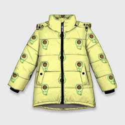 Куртка зимняя для девочки Авокадики паттерн, цвет: 3D-светло-серый