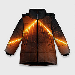 Куртка зимняя для девочки Неоновая крыша здания - Оранжевый, цвет: 3D-черный