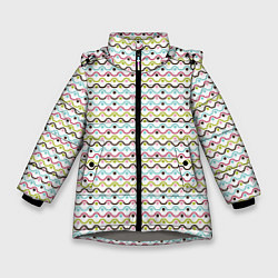 Куртка зимняя для девочки Волнистые линии геометрия, цвет: 3D-светло-серый