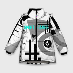Зимняя куртка для девочки SPORT GAMES черно-белый абстрактный узор