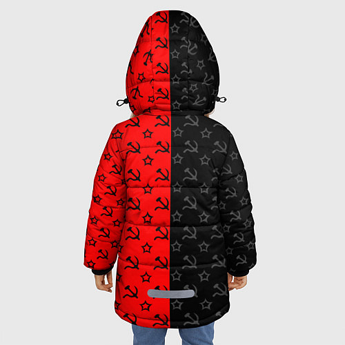 Зимняя куртка для девочки Ссср - серп и молот - паттерн / 3D-Черный – фото 4