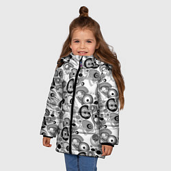 Куртка зимняя для девочки Black and white sport pattern, цвет: 3D-черный — фото 2