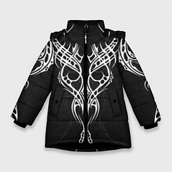 Куртка зимняя для девочки Титуировки на карбоне, цвет: 3D-черный