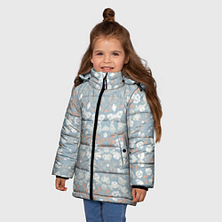 Куртка зимняя для девочки Коралловый и серо-голубой, мандала, цвет: 3D-черный — фото 2