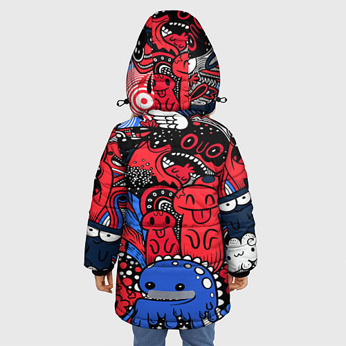 Зимняя куртка для девочки Такие разные монстры / 3D-Красный – фото 4