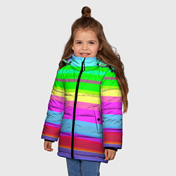 Куртка зимняя для девочки Тропические линии, цвет: 3D-светло-серый — фото 2