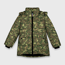 Куртка зимняя для девочки Камуфляж цифровой Флора-1 пиксель, цвет: 3D-черный