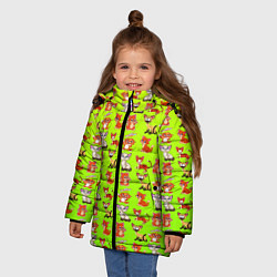 Куртка зимняя для девочки Усатые и хвостатые, цвет: 3D-светло-серый — фото 2
