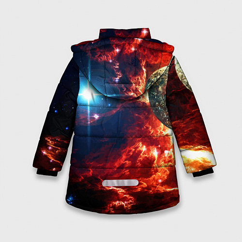 Зимняя куртка для девочки Яркая звезда в космическом пространстве / 3D-Светло-серый – фото 2