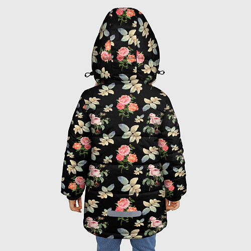 Зимняя куртка для девочки Розы на чорном фоне roses / 3D-Светло-серый – фото 4