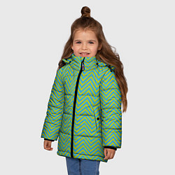 Куртка зимняя для девочки Зеленые зигзаги, цвет: 3D-красный — фото 2