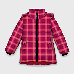 Куртка зимняя для девочки Красный модный узор в крупную клетку, цвет: 3D-красный