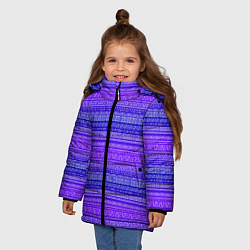 Куртка зимняя для девочки Узор в стиле бохо на фиолетовом фоне, цвет: 3D-светло-серый — фото 2