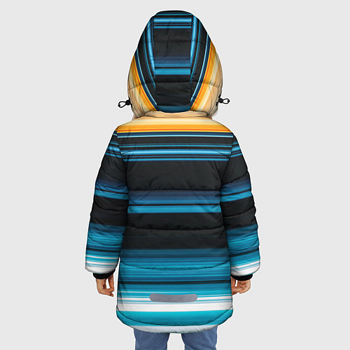 Зимняя куртка для девочки Градиент восход солнца / 3D-Светло-серый – фото 4