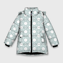 Куртка зимняя для девочки Белые круги: паттерн, цвет: 3D-черный