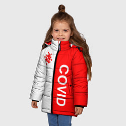 Куртка зимняя для девочки COVID - ВИРУС, цвет: 3D-светло-серый — фото 2