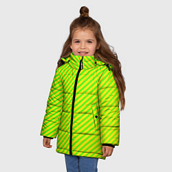 Куртка зимняя для девочки Кислотный зеленый стиль, цвет: 3D-светло-серый — фото 2