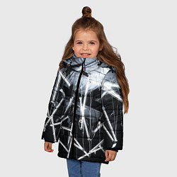 Куртка зимняя для девочки Абстрактное множество фонарей во тьме - Белый, цвет: 3D-черный — фото 2