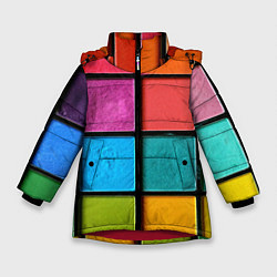 Зимняя куртка для девочки Абстрактный набор красок-паттернов