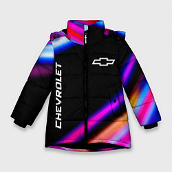 Куртка зимняя для девочки Chevrolet speed lights, цвет: 3D-черный
