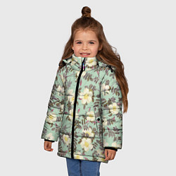 Куртка зимняя для девочки Цветы Дикий Шиповник, цвет: 3D-красный — фото 2