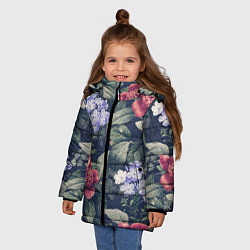 Куртка зимняя для девочки Цветы Мистический Сад, цвет: 3D-красный — фото 2