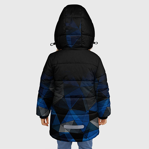 Зимняя куртка для девочки Черно-синий геометрический / 3D-Черный – фото 4