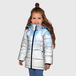 Куртка зимняя для девочки Исчезающие серо-голубые полигоны, цвет: 3D-светло-серый — фото 2