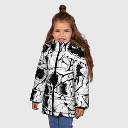 Куртка зимняя для девочки Пасти акул - паттерн, цвет: 3D-черный — фото 2