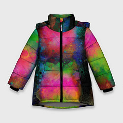 Зимняя куртка для девочки Разноцветные брызги кляксы