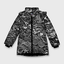 Зимняя куртка для девочки Металлические шильдики и брелоки - стимпанк