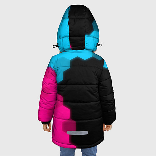 Зимняя куртка для девочки Porsche - neon gradient: по-вертикали / 3D-Черный – фото 4