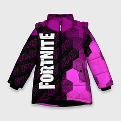 Куртка зимняя для девочки Fortnite pro gaming: по-вертикали, цвет: 3D-черный