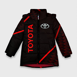 Куртка зимняя для девочки Toyota Красная абстракция, цвет: 3D-красный