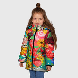 Куртка зимняя для девочки Multicolour of flowers, цвет: 3D-красный — фото 2